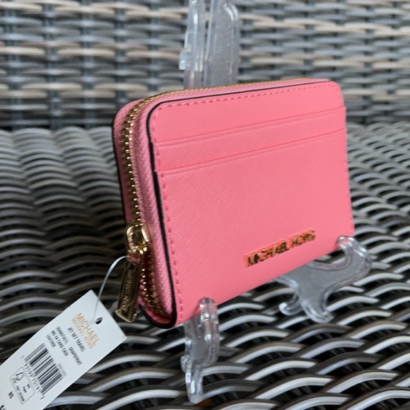 Michael Kors Medium ZipAround Card Case Wallet Grapefruit Leather - Picture 9 of 16